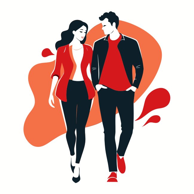 Romantic Couple Walking Vector Svg