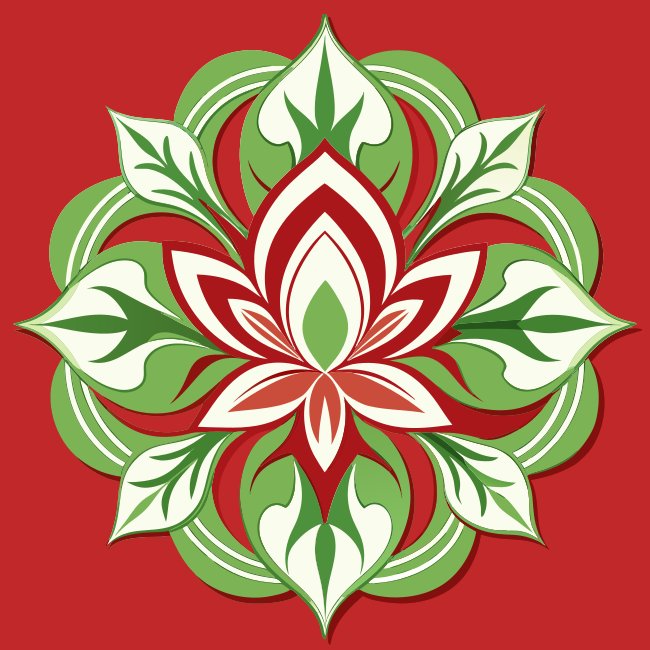 Green Floral Accents Red Background Svg