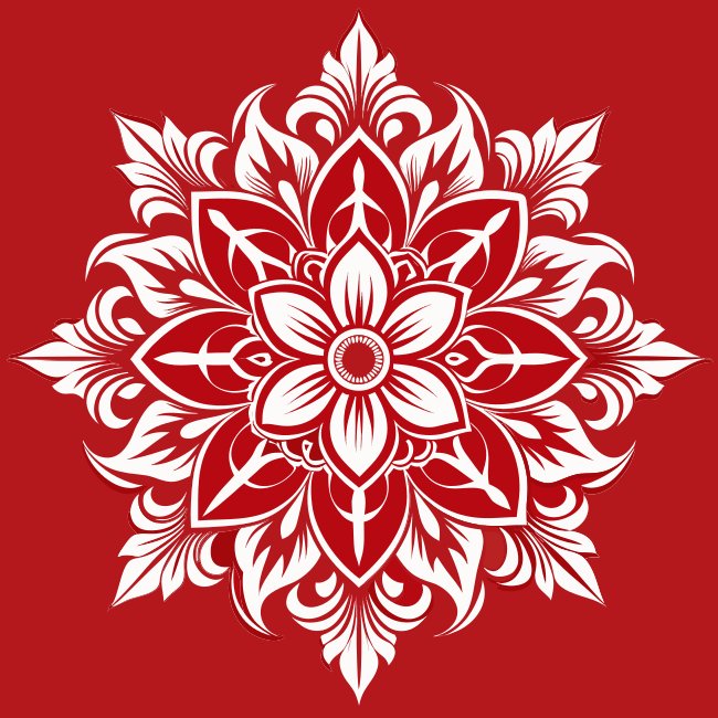 White Floral Accents Red Background Vector Svg