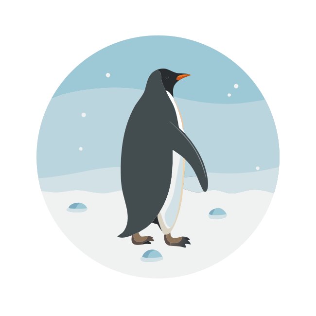 Nihilist Penguin Walking On Snow Background SVG Vector Template