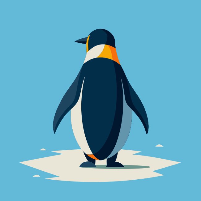Back View Of A Nihilist Penguin Lonely Walking SVG Vector Template