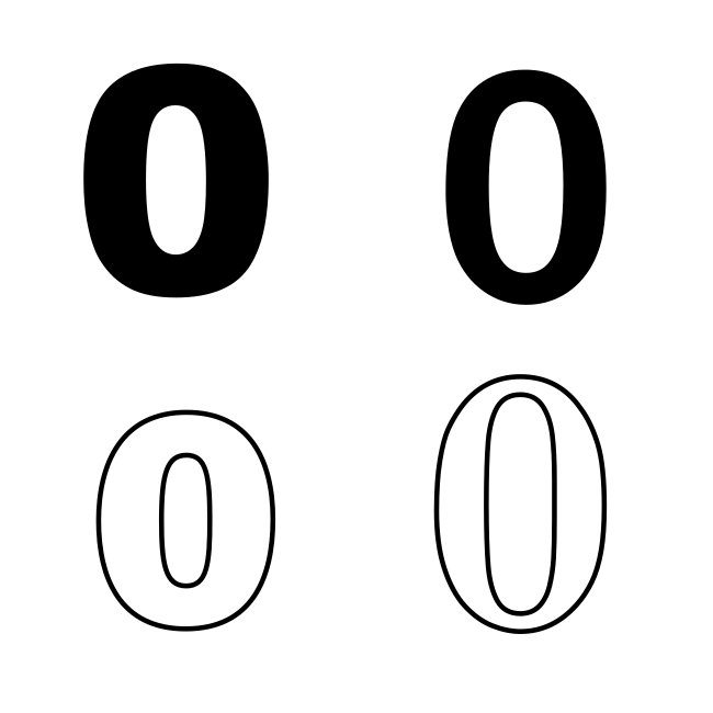 Number 0 SVG Variants Filled And Outline Vector Template