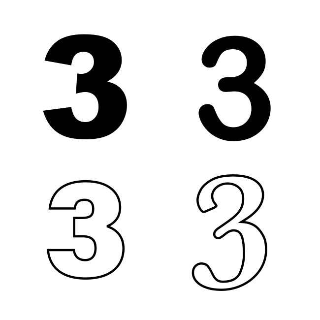 Number 3 SVG Variants Filled And Outline Vector Template