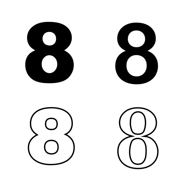 Number 8 SVG Variants Filled And Outline Vector Template